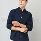 Frankshirt Chinese Collar Navy Blue Solid Tailored Fit Cotton Casual Shirt for Man - Frankshop.in