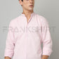 Frankshirt Chinese Collar Light Pink Tailored Fit Cotton Casual Shirt for Man - Frankshop.in