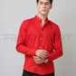 Frankshirt Chinese Collar Red Tailored Fit Cotton Casual Shirt for Man - Frankshop.in