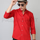 Frankshirt Chinese Collar Red Tailored Fit Cotton Casual Shirt for Man - Frankshop.in
