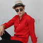 Frankshirt Chinese Collar Red Tailored Fit Cotton Casual Shirt for Man - Frankshop.in