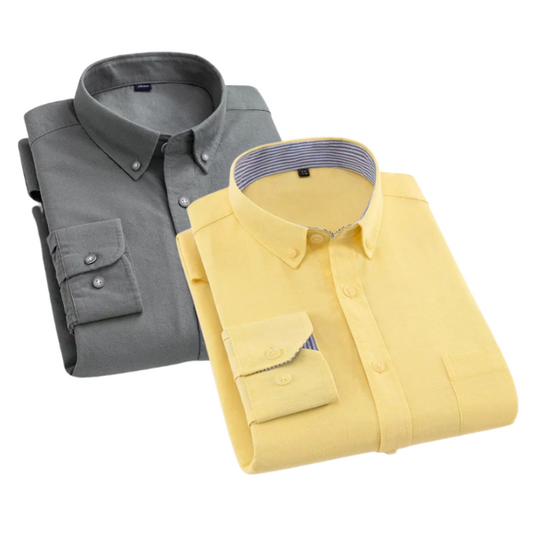 Combo of 2 Cotton Shirt for Man ( Grey and Lemon) - Frankshop.in