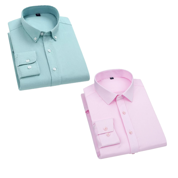 Combo of 2 Cotton Shirt for Man (Pista and Light Pink)