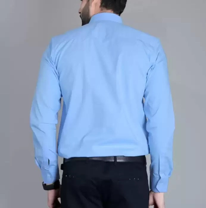 New Cotton Blend Solid Shirts (Light Blue)