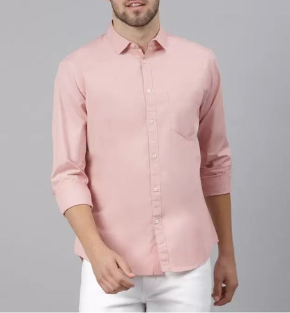 Premium Cotton Blend Solid Shirts (Pink) - Frankshop.in