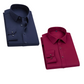 Combo of 2 Cotton Shirt for Man (Navy Blue and Red) - Frankshop.in