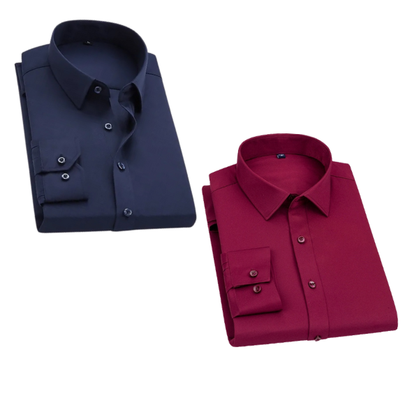 Combo of 2 Cotton Shirt for Man (Navy Blue and Red)