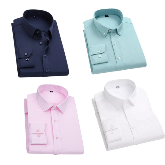 Combo of 4 Cotton Shirt for Man ( Navy Blue, Pista , Pink and White ) - Frankshop.in