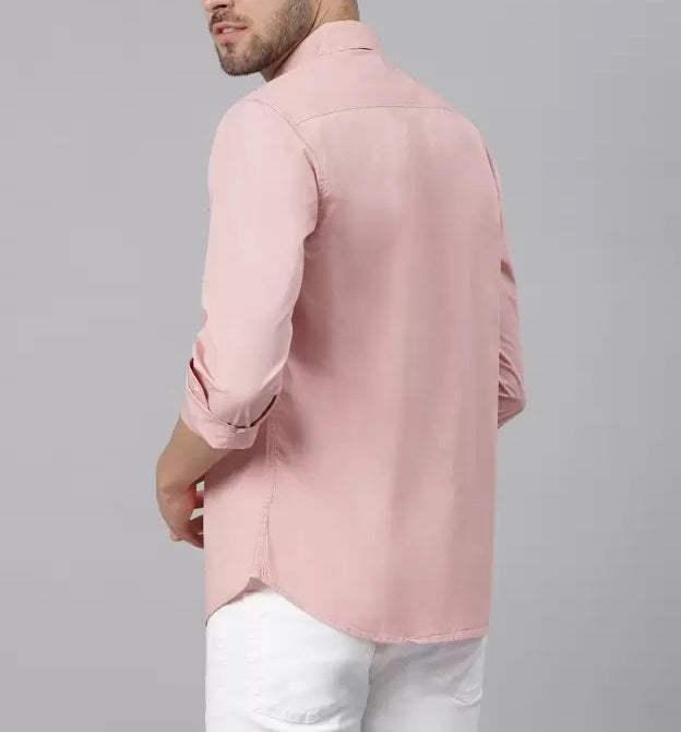 Frankshop Classic Pure Cotton Pink Color Blend Solid Shirts For Man
