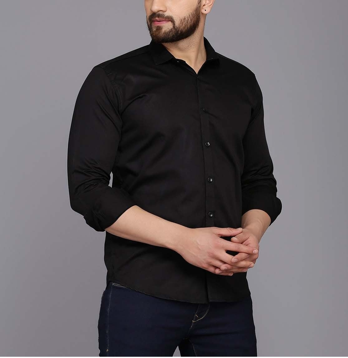 Combo of 2 Cotton Shirt for Man ( Navy Blue and Black )