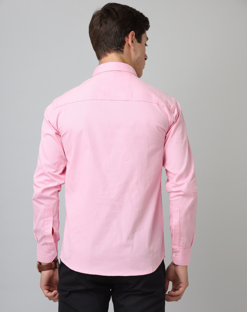 Frankshirt Light Pink Solid Tailored Fit Cotton Casual Shirt for Man - Frankshop.in