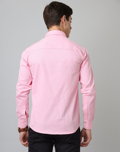 Frankshirt Light Pink Solid Tailored Fit Cotton Casual Shirt for Man - Frankshop.in