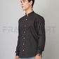 Frankshirt Chinese Collar Black Solid Tailored Fit Cotton Casual Shirt for Man - Frankshop.in