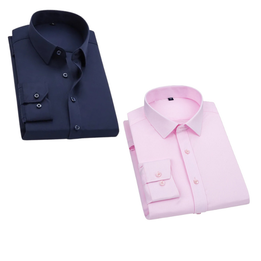 Combo of 2 Cotton Shirt for Man (Navy Blue and Pink) - Frankshop.in