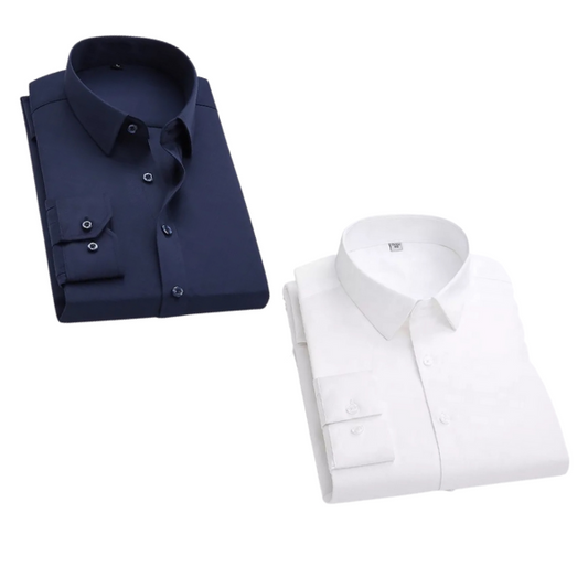 Combo of 2 Cotton Shirt for Man (Navy Blue and White) - Frankshop.in