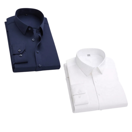 Combo of 2 Cotton Shirt for Man (Navy Blue and White)