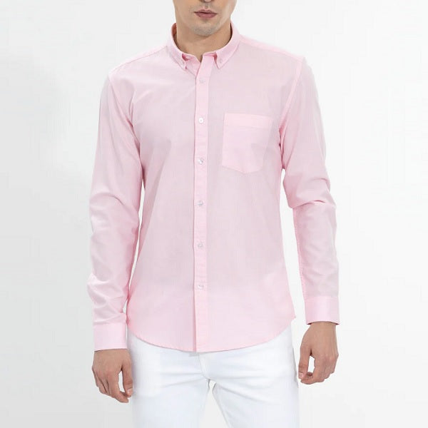New Cotton Blend Solid Shirts (Light Pink)