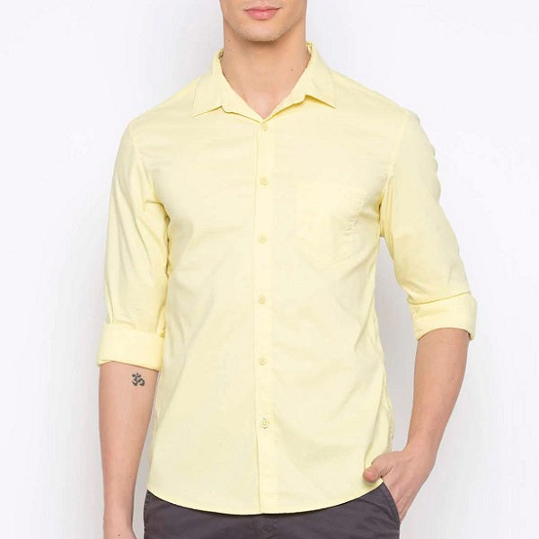Frankshop Classic Pure Cotton Blend Lemon Color Solid Shirts - Frankshop.in