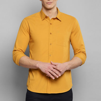 Premium Cotton Blend Solid Shirts (Mustard) - Frankshop.in