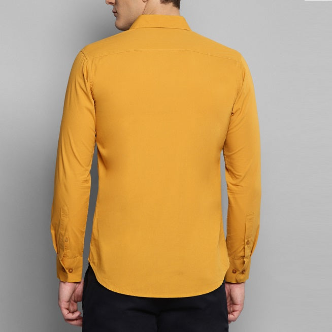 Premium Cotton Blend Solid Shirts (Mustard) - Frankshop.in