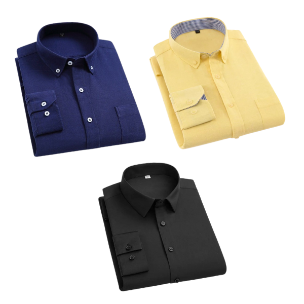Combo of 3 Cotton Shirt for Man ( Navy Blue,Lemon and Black )