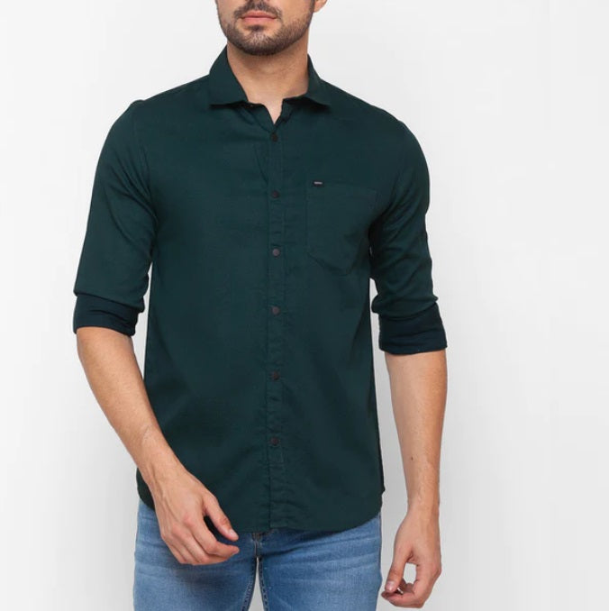 Premium Cotton Blend Solid Shirts (Bottle Green)