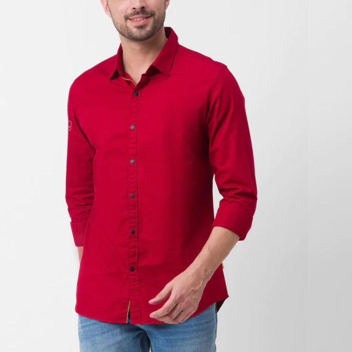 Combo of 4 Cotton Shirt for Man ( Red,Black,Navy Blue and White )