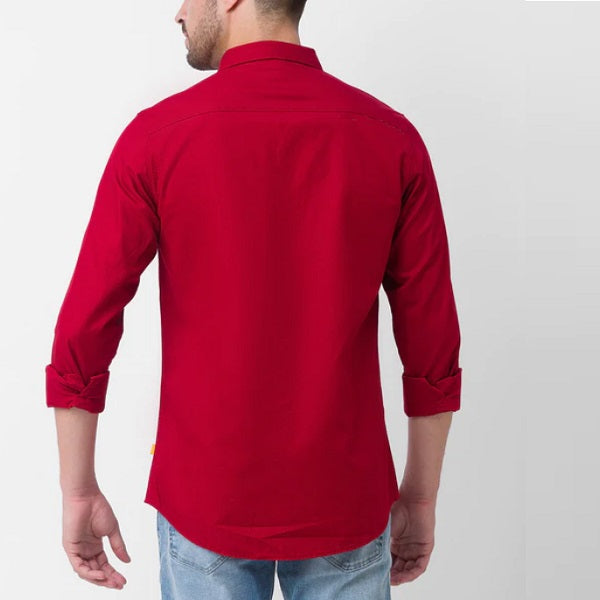 New Cotton Blend Solid Shirts (Red)