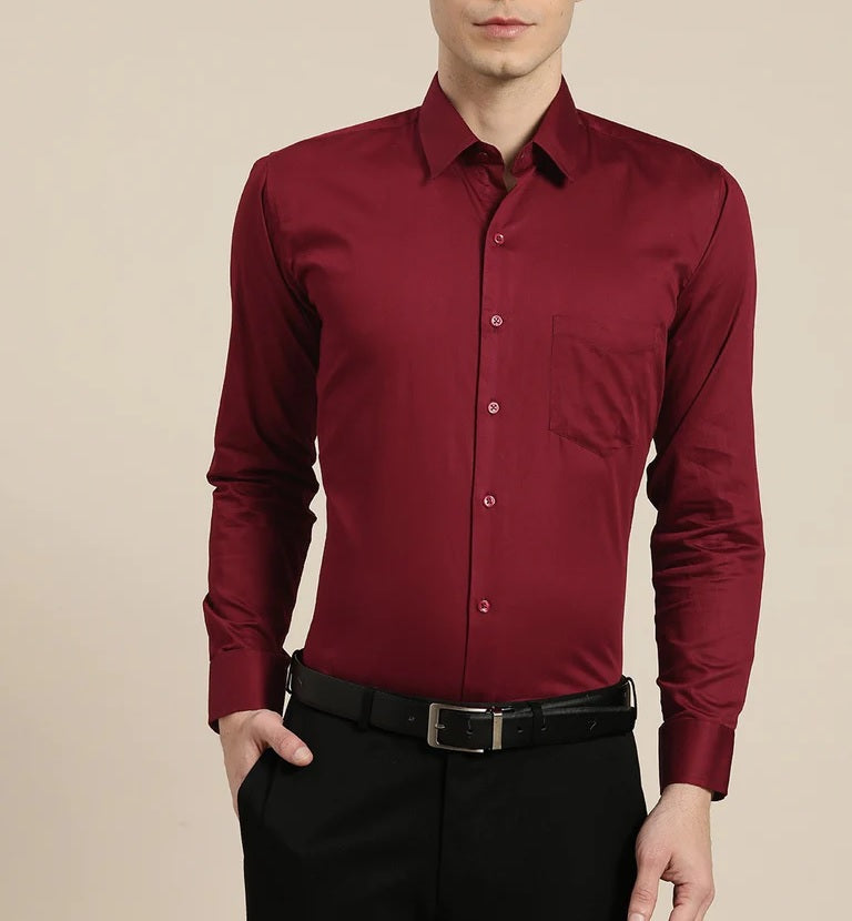 Combo of 2 Cotton Shirt for Man ( Maroon and White )
