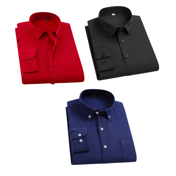 Combo of 3 Cotton Shirt for Man ( Black, Red and Navy Blue )