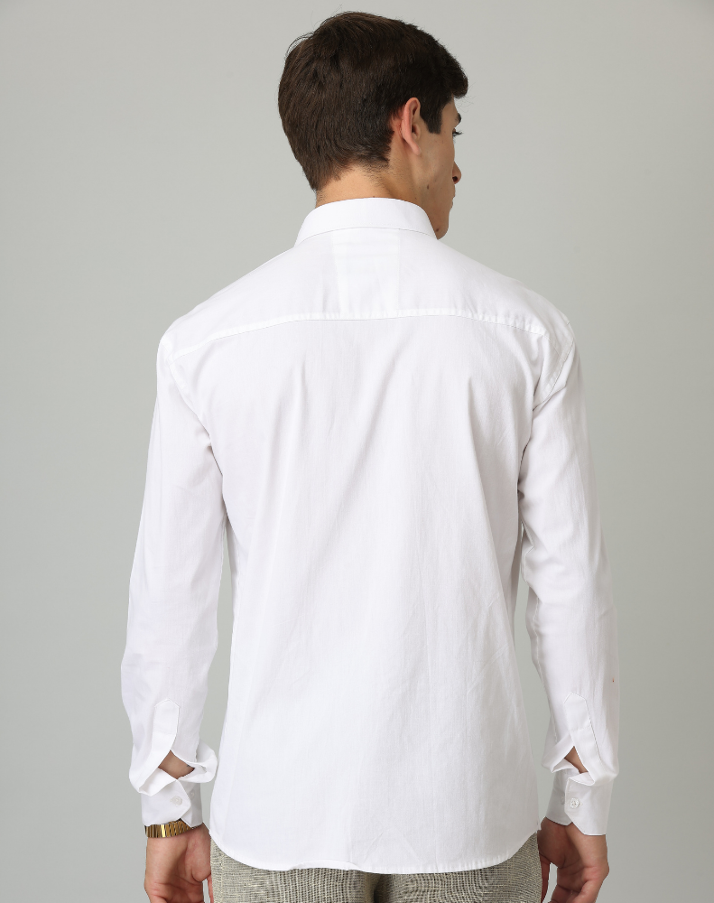 Frankshirt White Solid Tailored Fit Cotton Casual Shirt for Man - Frankshop.in