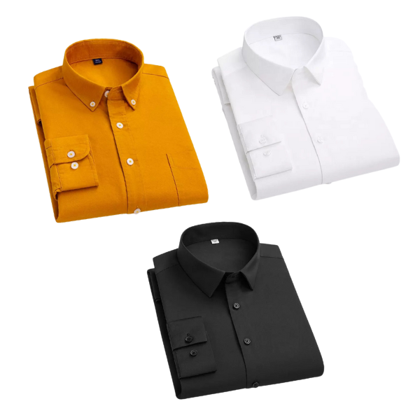 Combo of 3 Cotton Shirt for Man ( Mustard, White and Black )