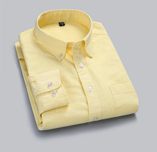 Frankshop Classic Pure Cotton Blend Lemon Color Solid Shirts
