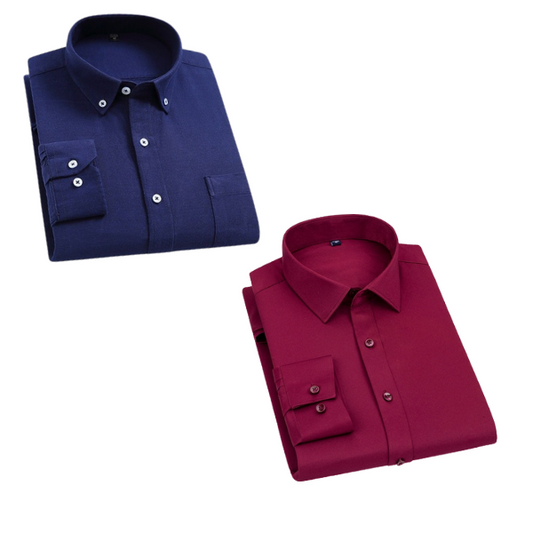 Combo of 2 Cotton Shirt for Man ( Navy Blue and Maroon ) - Frankshop.in