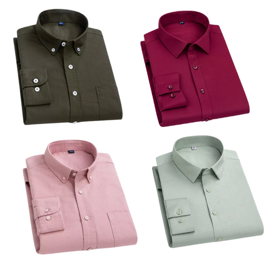 Combo of 4 Cotton Shirt for Man ( Mehandi,Maroon,Pink and Pista ) - Frankshop.in