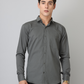 Frankshirt Dark Grey Solid Tailored Fit Cotton Casual Shirt for Man - Frankshop.in