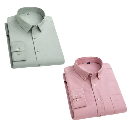 Combo of 2 Cotton Shirt for Man ( Pista and Pink ) - Frankshop.in