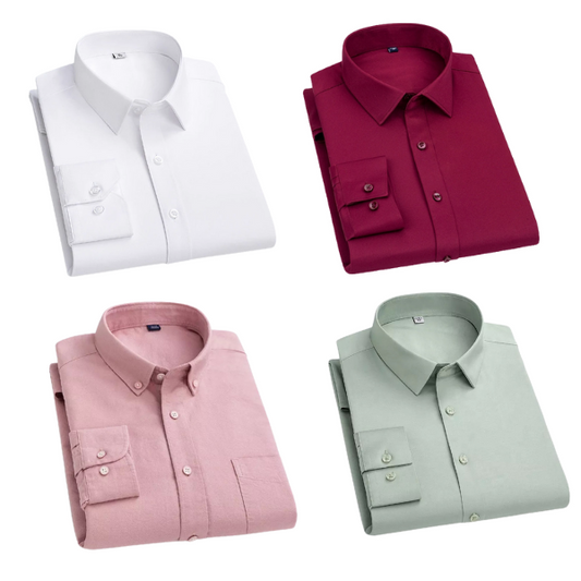 Combo of 4 Cotton Shirt for Man ( White,Maroon,Pink and Pista ) - Frankshop.in