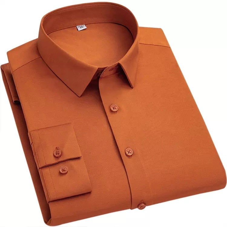 Premium Cotton Blend Solid Shirts (Orange)