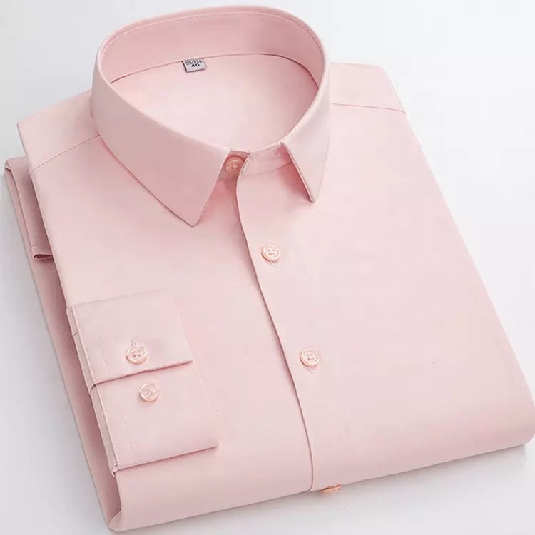 Premium Cotton Blend Solid Shirts (Pink) - Frankshop.in