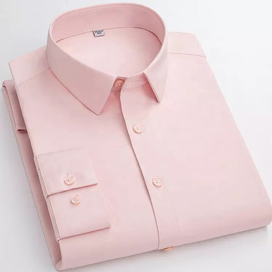 Premium Cotton Blend Solid Shirts (Pink) - Frankshop.in