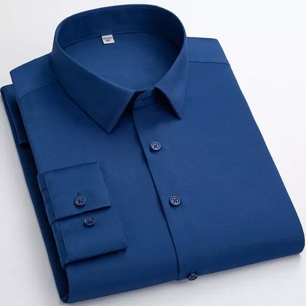 Frankshop Classic Pure Cotton Royal Blue Blend Solid Shirts For Man