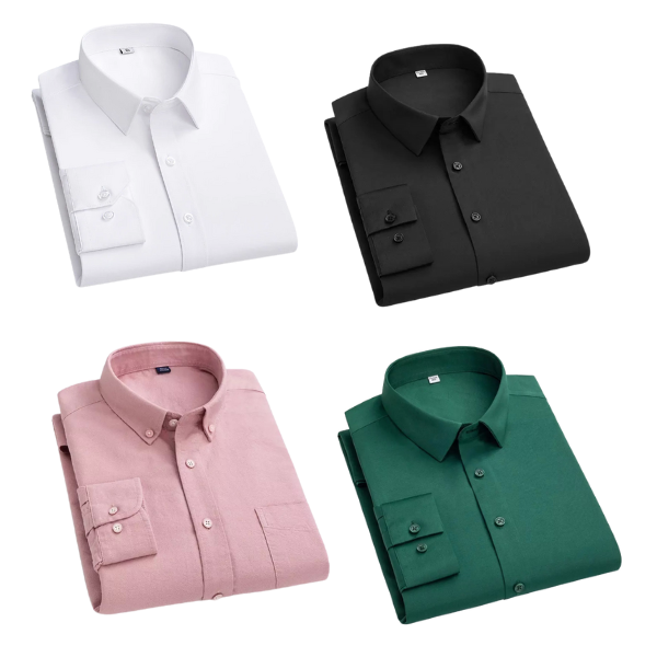 Combo of 4 Cotton Shirt for Man ( White,Black,Pink and Bottle Green )