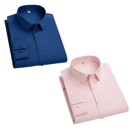 Combo of 2 Cotton Shirt for Man (Navy Blue and Pink) - Frankshop.in