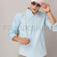 Frankshirt Chinese Collar Light Blue Tailored Fit Cotton Casual Shirt for Man - Frankshop.in