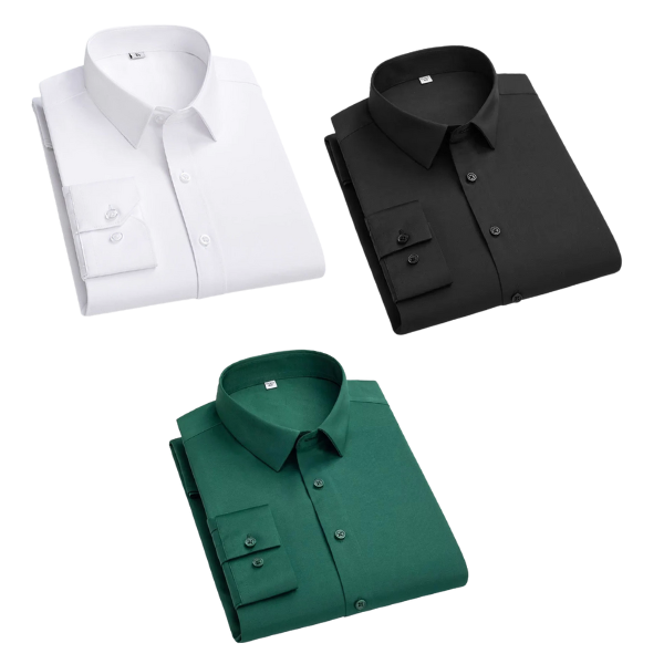 Combo of 3 Cotton Shirt for Man ( White,Black and Botte Green )