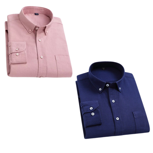 Combo of 2 Cotton Shirt for Man ( Pink and Navy Blue ) - Frankshop.in