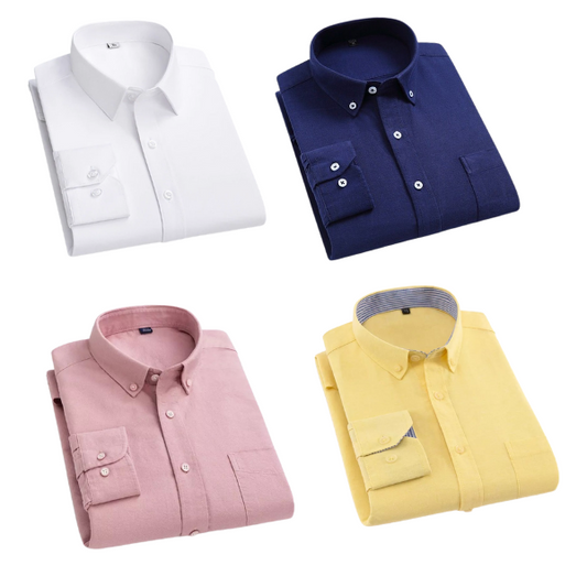 Combo of 4 Cotton Shirt for Man ( White,Navy Blue,Pink and Lemon ) - Frankshop.in