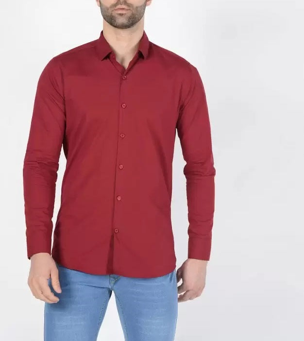 Combo of 2 Cotton Shirt for Man ( Red and Mehandi )