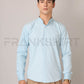 Frankshirt Chinese Collar Light Blue Tailored Fit Cotton Casual Shirt for Man - Frankshop.in
